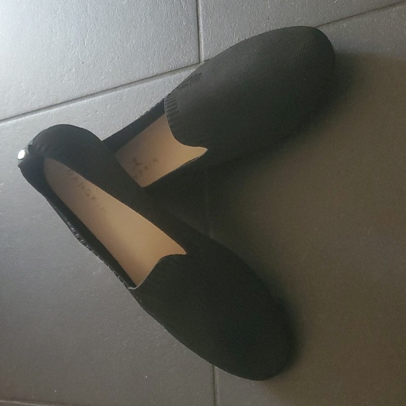 DANSKIN DREAM black knit ribbed ballet flat slip-on loafers shoes size 8.5 - Picture 1 of 11